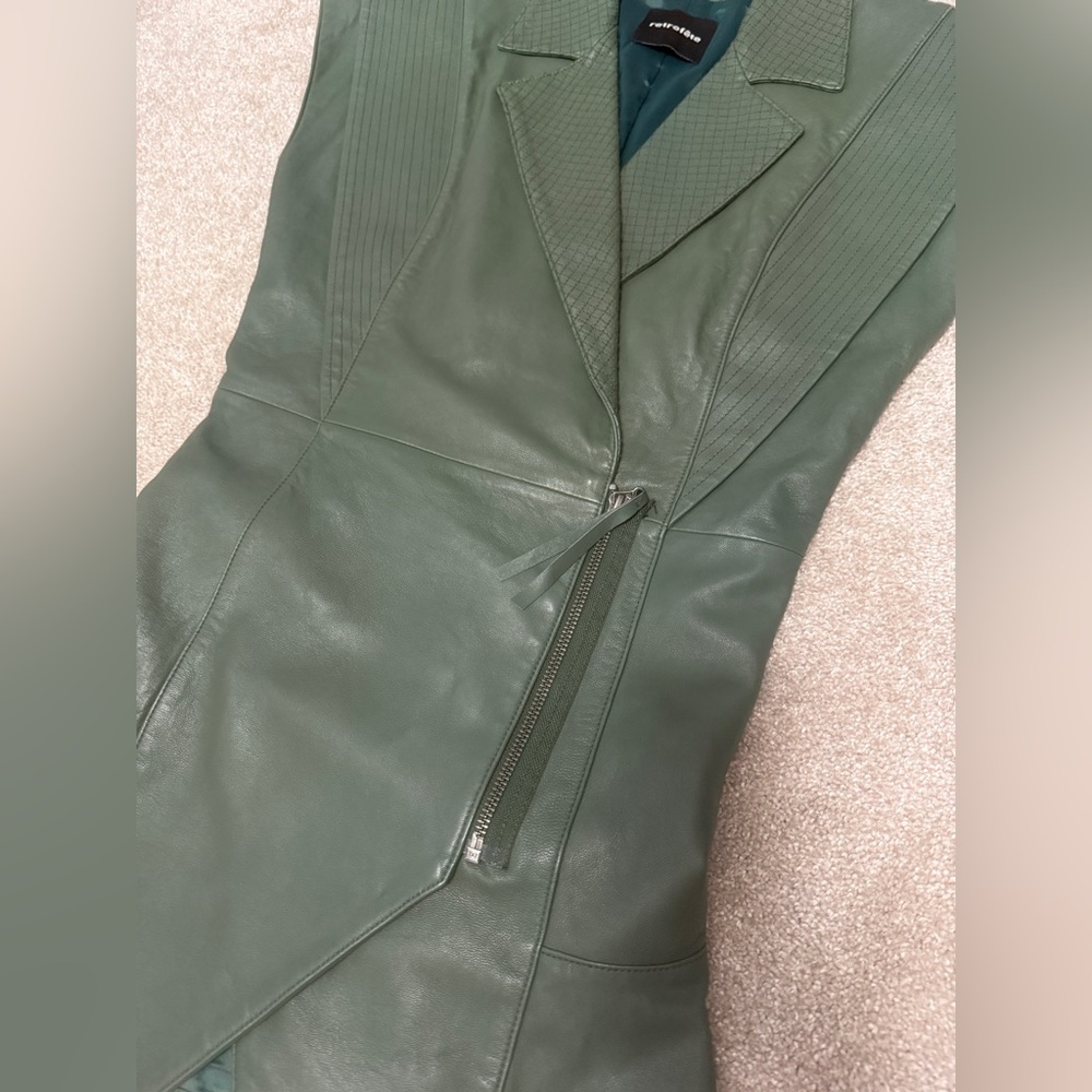 Retrofete - Jessica Leather Mini Dress - Army Green - size Small - Gorgeous Cond - Picture 5 of 16